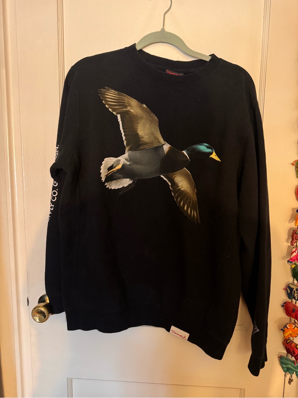 Diamond supply co Game Duck Hunt Crewneck Sweatshirt rare, black, size large.